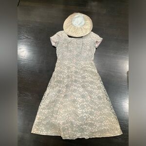 1950’s 60’s HARZFELDS STUNNING BEADED LACE DRESS AND HAT